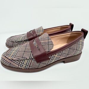 Cole Haan Women's Stassi Penny Loafer, Dark Brown/Multi/PlaidTextile Size 7 B